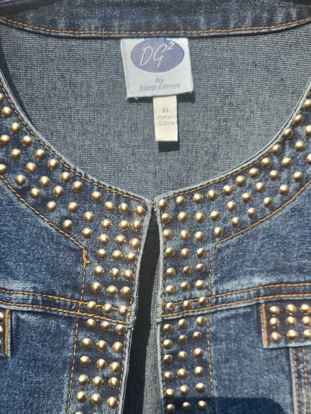Embellished Denim Jacket Sz. XL - Picture 2 of 8